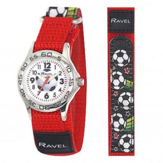 Ravel Children Velcro Strap Watch - Red Football 