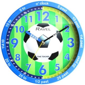 Wholesale Ravel Kids Time Teacher Wall Clock 25cm - Blue Football