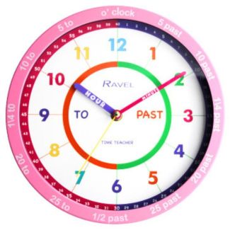 Wholesale Ravel Kids Time Teacher Wall Clock 25cm - Pink