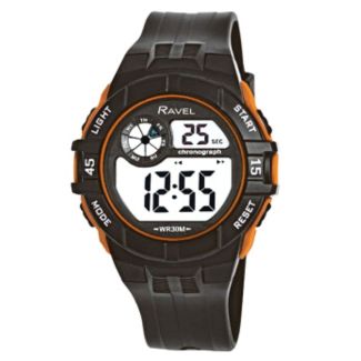 Wholesale Ravel Men's 3ATM Digital Sports Watch - Black/Orange 
