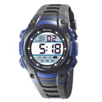 Wholesale Ravel Men's 3ATM Digital Sports Watch - Black/Blue 