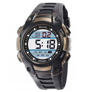 Wholesale Ravel Men's 3ATM Digital Sports Watch - Black/Gold 