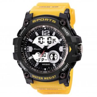 Wholesale Ravel Men's 5ATM Ana-Digi Sports Watch - Black/Yellow