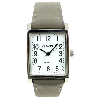 Ravel Men's Classic Rectangular Watch - Grey Strap