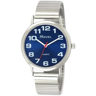 Ravel Men's Metal Expander Watch - Silver/Blue