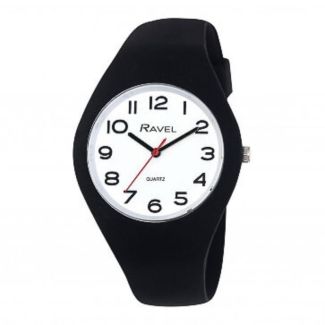 Wholesale Ravel Unisex Comfort Fit Silicone Watch - Black/White