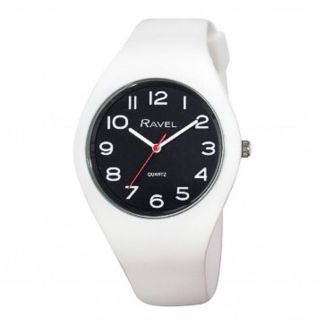 Wholesale Ravel Unisex Comfort Fit Silicone Watch - White/Black