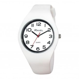 Wholesale Ravel Unisex Comfort Fit Silicone Watch - White/White