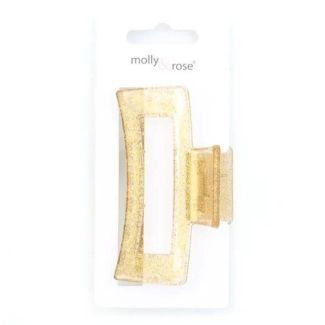 Gold & Silver Glitter Rectangular Plastic Hair Clamps - 8cm
