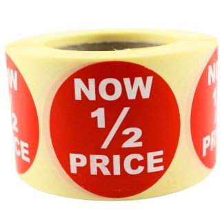 Wholesale Retail Label "Now 1/2 Price" Stickers (500) 