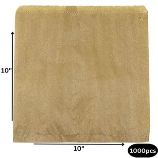 Wholesale Ribbed Pure Kraft Paper Bags Strung 10'' x 10'' (500pcs) 