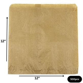 Wholesale Ribbed Pure Kraft Paper Bags Strung 12'' x 12'' (500pcs) 
