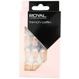 Wholesale Royal Cosmetic Glue-On Nails - French Coffin