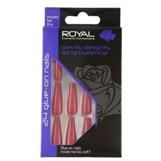 Wholesale Royal Cosmetics 24 Glue-On Nails - Devils Delights Long Ballerina 