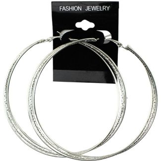 Wholesale Silver Three Row Round Hoop Earrings - 10cm