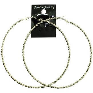 Wholesale Silver Twist Hoop Earrings - 12cm