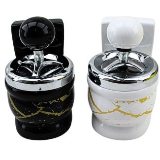 Wholesale Spinning Ashtray Ceramic "Marble Toilet" Design - Assorted