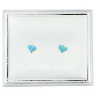Wholesale Sterling Silver Enamel Tiny Heart Studs - Blue