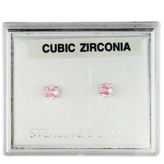 Wholesale Sterling Silver Round CZ Studs 4mm - Pink 