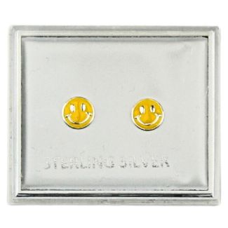 Wholesale Sterling Silver Smiley Face Design Earrings (6mm)