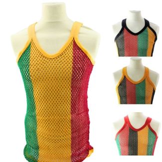 String Vest - Rasta Colours (Medium)