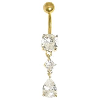 Wholesale Twinkle Tear drops Belly Bar - Gold 
