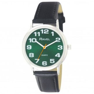 Wholesale Unisex Classic Bold Easy Read Strap Watch - Black / Green