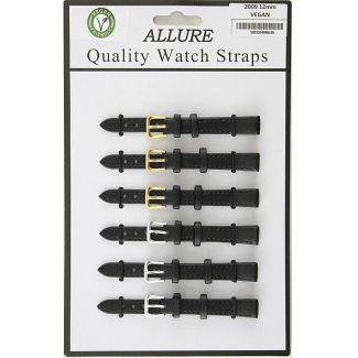 Wholesale Allure Plain Vegan Friendly Watch Straps - Assorted Colours - 12mm 