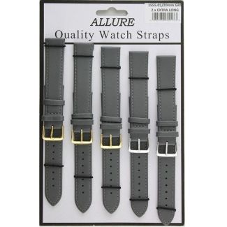 Wholesale Allure Plain Leather Watch Straps Grey - 20mm