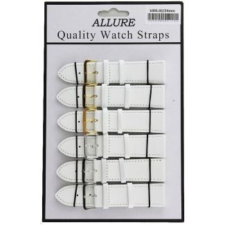 Wholesale Allure Plain Leather Watch Straps - White - 24mm wholesale