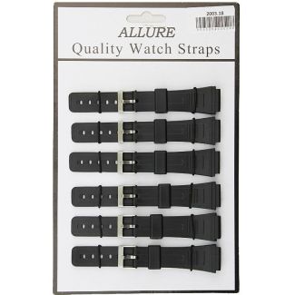 Wholesale Allure Casio Replacement (Non Genuine) PU Watch Straps - Black - 18mm