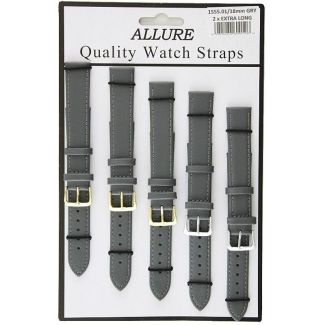 Wholesale Allure Plain Leather Watch Straps Grey - 18mm