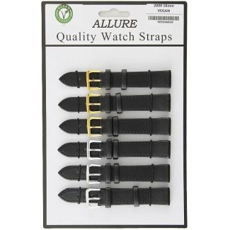 Wholesale Allure Plain Vegan Friendly Watch Straps - Assorted Colours - 18mm  