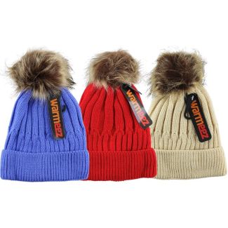 Wholesale Girls Knitted Pom Pom Hat - Assorted 