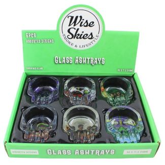 Wholesale Wise Skies Glass Skull Shape Ashtray 