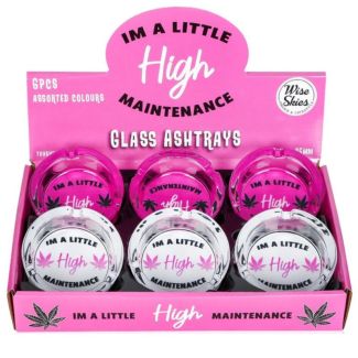 Wholesale Wise Skies High Maintenance Glass Ashtrays - Assorted