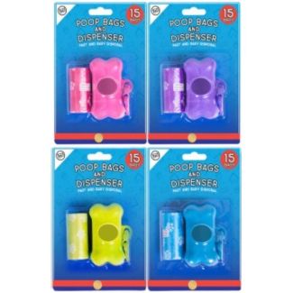 Wholesale World Of Pets Poop Bag & Dispenser 15PK - Assorted