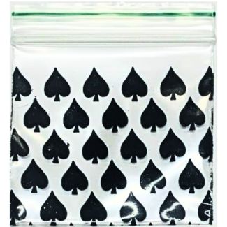 Zipper Grip Seal Printed Resealable Bags - Black Spade (40 x 40mm)