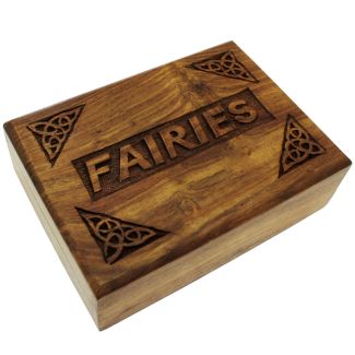 Wholesale Wooden Box with 'Fairies' and Corner Carvings