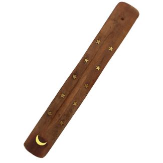Wooden Incense Ash Catcher 10" - Star/Moon