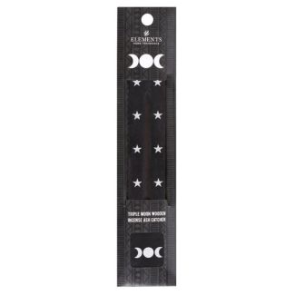 Wooden Incense Ash Catcher Triple Moon Design 