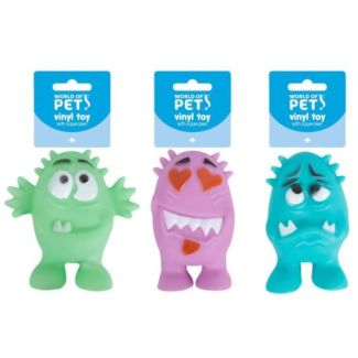 World of Pets Squeaky Vinyl Monsters Dog Toys - Assorted Colours