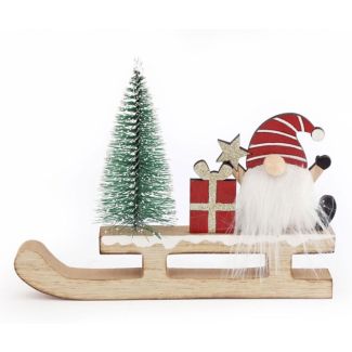 Wholesale Wooden Santa Gonk Sleigh Decoration 