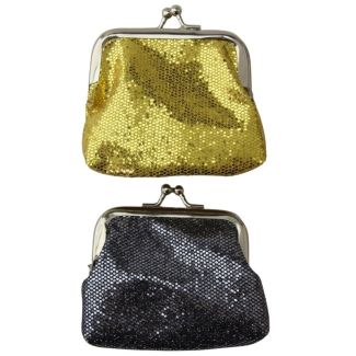 Wholesale Sparkly Multi Coloured Silver Sequin Coin Purse With Ball Snap Clasp
