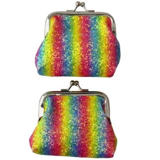 Wholesale Rainbow Glitter Sequin Clasp Purse-9x7cm