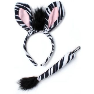 Zebra Ears Aliceband & Tail Set