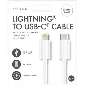Zenso Charging Cable (Type C to Lightning) – White (1m)