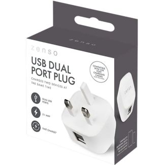 Zenso Dual Port Wall Charger (USB) – White