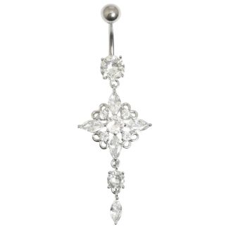 Zentangle Mandala Belly Bar - Silver - 55mm
