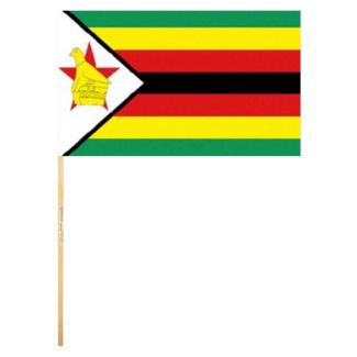 Zimbabwe Hand Flag With Wooden Stick - 18" x 12"